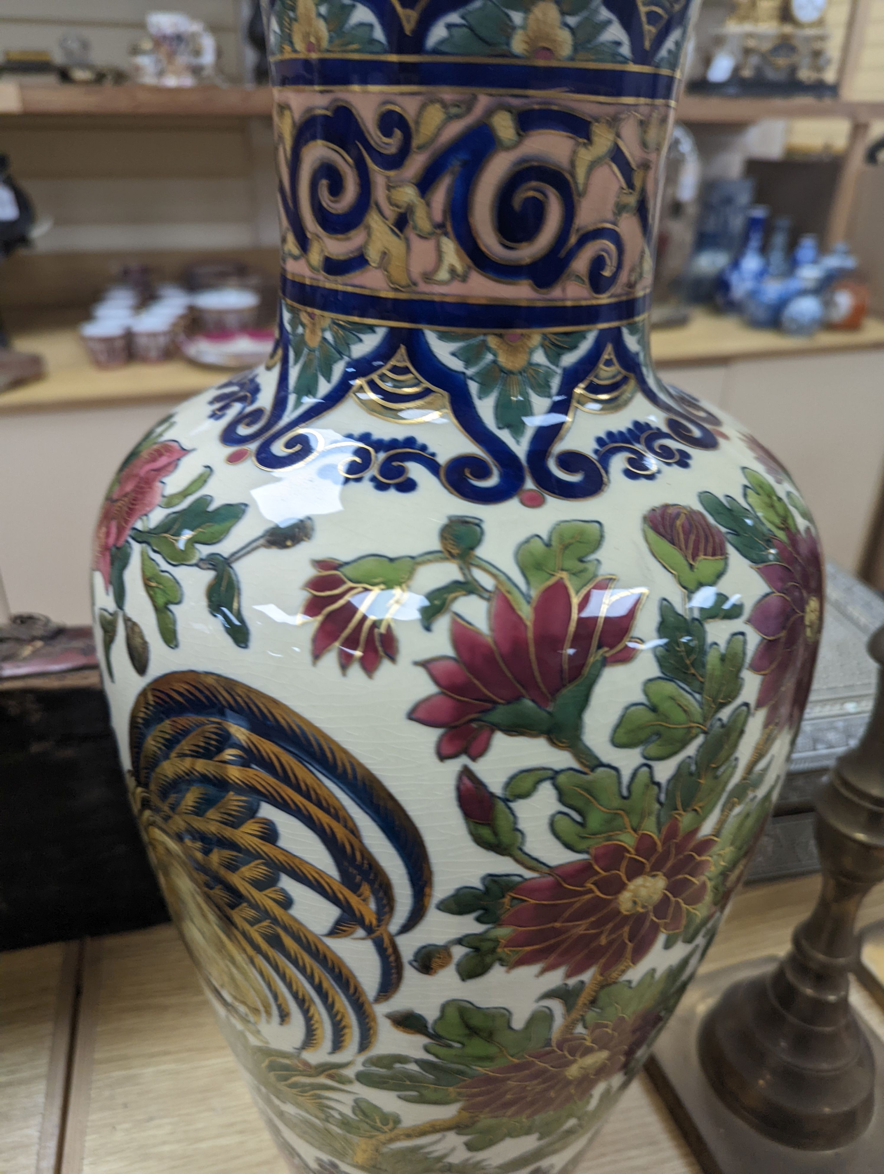 A large pair of Zsolnay Pecs vases - 50.5cm tall